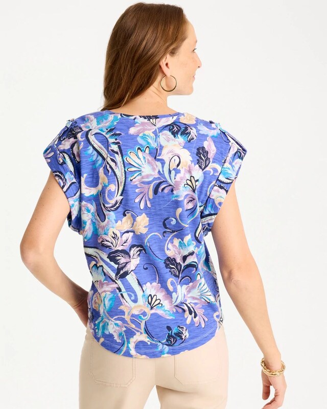 Paisley Cotton Slub Epaulette Tee - image 3